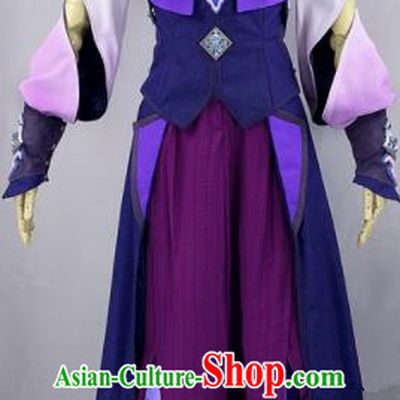Chinese Ancient Cosplay Heroine Purple Dress Traditional Hanfu Female Swordsman Costume for Women