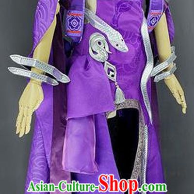 Chinese Ancient Cosplay Young Heroine Purple Dress Traditional Hanfu Female Swordsman Costume for Women