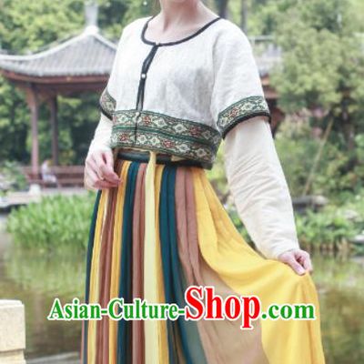 Chinese Traditional Tang Dynasty Replica Costumes Ancient Court Maidservants Hanfu Dress for Women