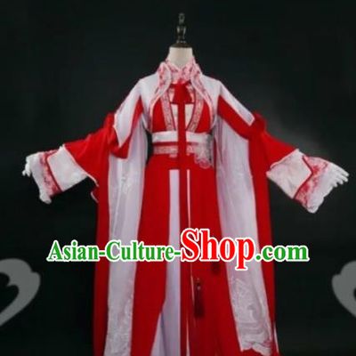 Chinese Ancient Cosplay Fairy Princess Red Dress Traditional Hanfu Female Knight Swordsman Costume for Women