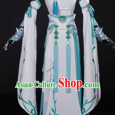 Chinese Ancient Cosplay Fairy Princess White Dress Traditional Hanfu Female Knight Swordsman Costume for Women