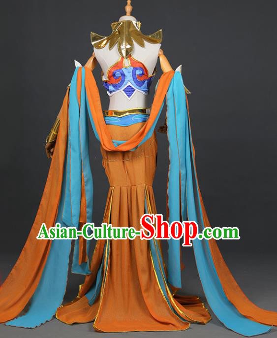 Chinese Ancient Cosplay Fairy Swordsman Orange Dress Traditional Hanfu Princess Costume for Women Chinese Ancient Cosplay Fairy Swordsman Orange Dress Traditional Hanfu Princess Costume for Women