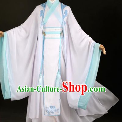 Chinese Ancient Drama Cosplay Young Knight Childe White Clothing Traditional Hanfu Swordsman Costume for Men
