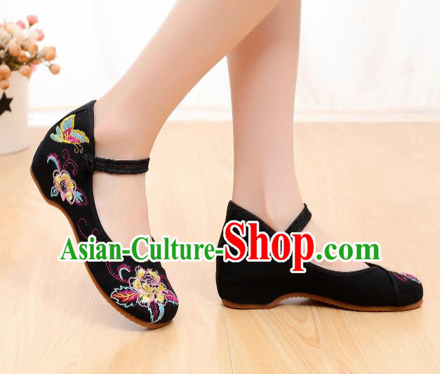 Asian Chinese Traditional Black Embroidered Shoes Hanfu Shoes National Cloth Shoes for Women Asian Chinese Traditional Black Embroidered Shoes Hanfu Shoes National Cloth Shoes for Women