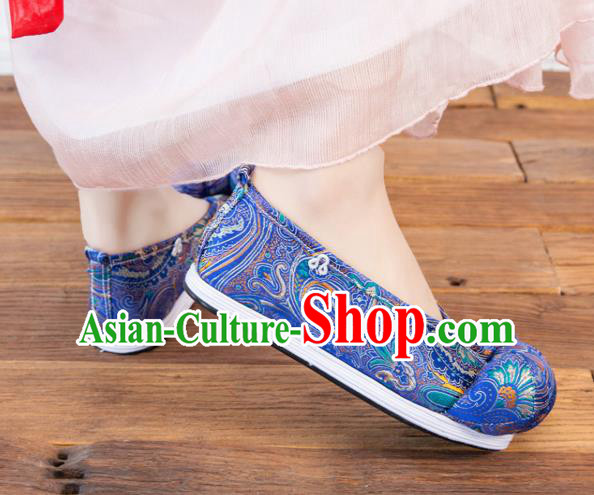 Asian Chinese Traditional Embroidered Shoes Ancient Princess Royalblue Shoes Hanfu Shoes for Women Asian Chinese Traditional Embroidered Shoes Ancient Princess Royalblue Shoes Hanfu Shoes for Women