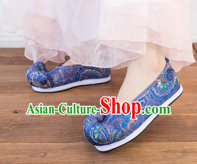 Asian Chinese Traditional Embroidered Shoes Ancient Princess Royalblue Shoes Hanfu Shoes for Women Asian Chinese Traditional Embroidered Shoes Ancient Princess Royalblue Shoes Hanfu Shoes for Women