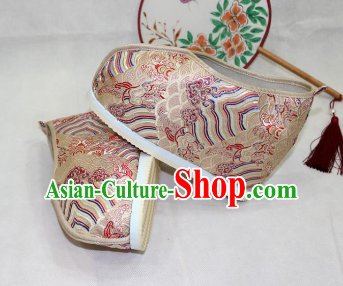 Asian Chinese Traditional Golden Blood Stained Shoes Ancient Princess Wedding Shoes Hanfu Shoes for Women Asian Chinese Traditional Golden Blood Stained Shoes Ancient Princess Wedding Shoes Hanfu Shoes for Women