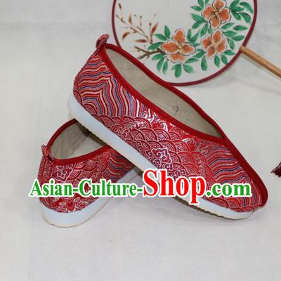 Asian Chinese Traditional Red Blood Stained Shoes Ancient Princess Wedding Shoes Hanfu Shoes for Women