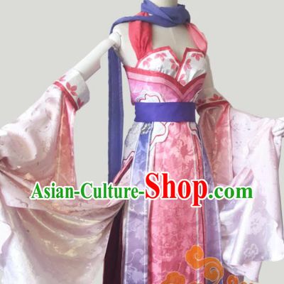 Chinese Traditional Cosplay Fairy Pink Dress Custom Ancient Female Swordsman Costume for Women