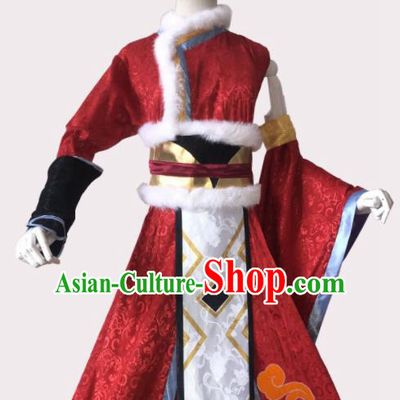 Chinese Traditional Cosplay Fairy Red Dress Custom Ancient Female Swordsman Costume for Women