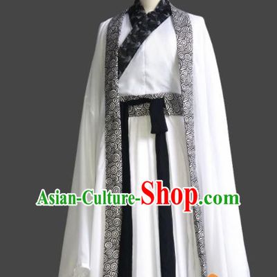 Chinese Traditional Cosplay Swordswoman Fairy White Dress Custom Ancient Jin Dynasty Imperial Consort Costume for Women