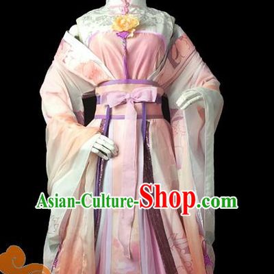 Chinese Traditional Cosplay Swordswoman Fairy Pink Dress Custom Ancient Tang Dynasty Princess Costume for Women