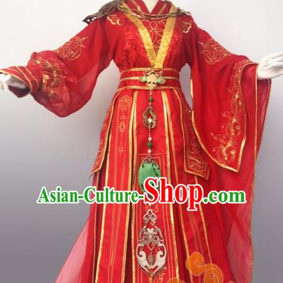 Chinese Traditional Cosplay Female Knight Wedding Red Dress Custom Ancient Swordswoman Princess Costume for Women