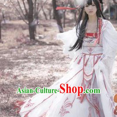 Chinese Traditional Cosplay Imperial Consort White Dress Custom Ancient Swordswoman Princess Costume for Women