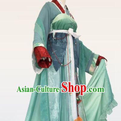 Chinese Traditional Cosplay Imperial Consort Green Dress Custom Ancient Swordswoman Princess Costume for Women