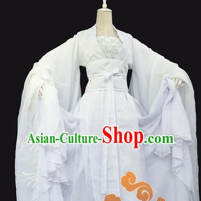 Chinese Traditional Cosplay Maidservants White Dress Custom Ancient Swordswoman Costume for Women