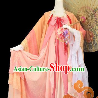 Traditional Chinese Cosplay Maidservants Orange Dress Ancient Swordswoman Costume for Women