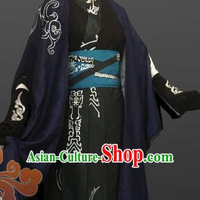 Custom Chinese Ancient Cosplay Taoist Priest Black Clothing Traditional Knight Swordsman Costume for Men