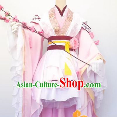 Chinese Traditional Cosplay Fairy Princess Pink Dress Custom Ancient Qin Dynasty Swordswoman Princess Costume for Women
