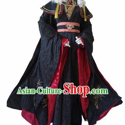 Chinese Ancient Cosplay Swordsman Black Clothing Custom Traditional Royal Highness Costume for Men