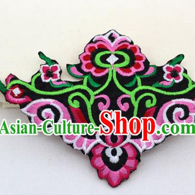 Chinese Ancient Handmade Embroidered Pink Flower Patch Accessories Traditional Embroidery Appliqu Craft for Women