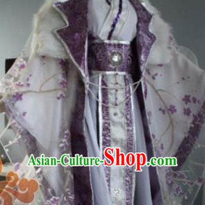 Custom Chinese Ancient Prince Nobility Childe Purple Clothing Traditional Cosplay Swordsman Costume for Men