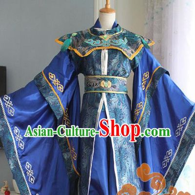 Custom Chinese Ancient Royal Highness Royalblue Clothing Traditional Cosplay Emperor Swordsman Costume for Men