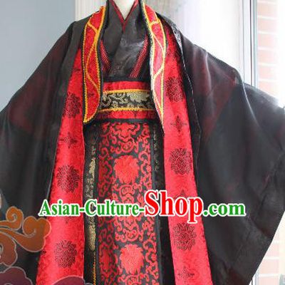 Custom Chinese Ancient Royal Highness Black Clothing Traditional Cosplay Emperor Swordsman Costume for Men
