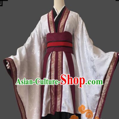 Traditional Chinese Cosplay Goddess White Dress Ancient Fairy Swordswoman Costume for Women