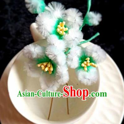 Chinese Ancient Qing Dynasty Court Velvet Plum Hairpins Traditional Hanfu Handmade Hair Accessories for Women