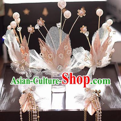 Top Grade Handmade Pink Leaf Royal Crown Traditional Princess Wedding Hair Accessories for Women