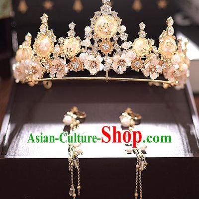 Top Grade Handmade Baroque Royal Crown Traditional Princess Wedding Hair Accessories for Women