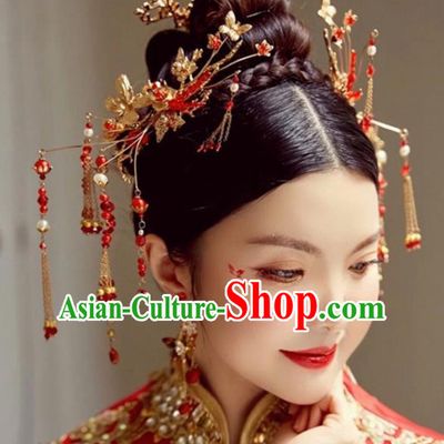 Chinese Ancient Bride Hair Claws Hairpins Traditional Hanfu Wedding Hair Accessories for Women