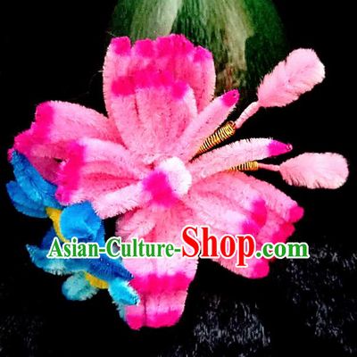Chinese Ancient Court Pink Velvet Butterfly Hair Claw Hairpins Traditional Hanfu Handmade Hair Accessories for Women