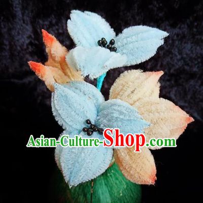 Chinese Ancient Court Velvet Plum Blossom Hairpins Traditional Hanfu Handmade Hair Accessories for Women