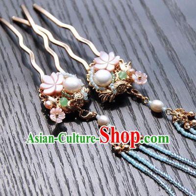 Chinese Ancient Princess Lotus Hair Claws Hairpins Traditional Handmade Hanfu Hair Accessories for Women