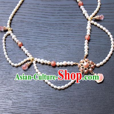 Chinese Ancient Court Pearls Necklace Traditional Princess Hanfu Wedding Accessories for Women
