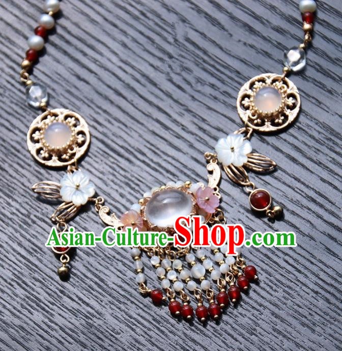 Chinese Ancient Court Tassel Necklace Traditional Princess Hanfu Wedding Accessories for Women