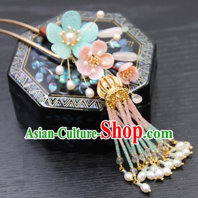 Chinese Ancient Princess Beads Tassel Hair Clip Hairpins Traditional Handmade Hanfu Hair Accessories for Women