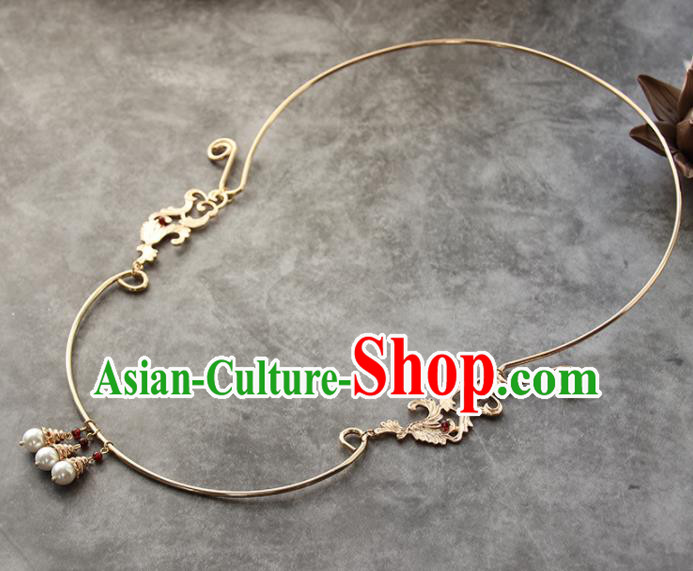 Chinese Ancient Court Golden Necklace Traditional Princess Hanfu Wedding Accessories for Women Chinese Ancient Court Golden Necklace Traditional Princess Hanfu Wedding Accessories for Women