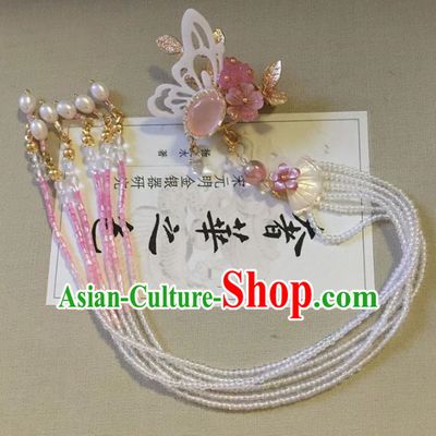 Chinese Ancient Princess Long Tassel Butterfly Hair Claw Hairpins Traditional Handmade Hanfu Hair Accessories for Women