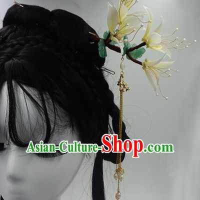 Chinese Ancient Princess Honeysuckle Hairpins Traditional Handmade Hanfu Hair Accessories for Women