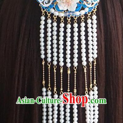 Chinese Ancient Princess Tassel Blueing Hair Claw Hairpins Traditional Handmade Hanfu Hair Accessories for Women