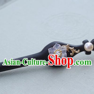 Chinese Ancient Princess Hairpins Ebony Hair Clip Traditional Handmade Hanfu Hair Accessories for Women