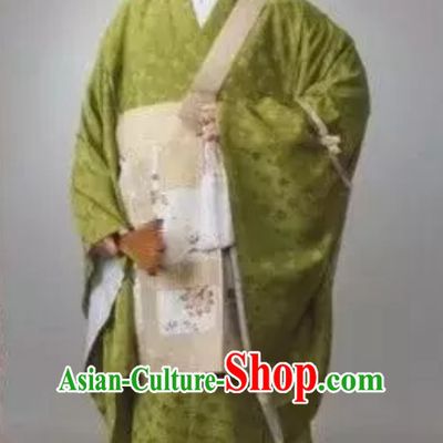 Ancient Asian Japanese Light Green Shinto Enlightenment Robes Monk Costumes