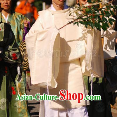 Ancient Asian Japanese Monk Costumes White Shinto Enlightenment Silk Robes