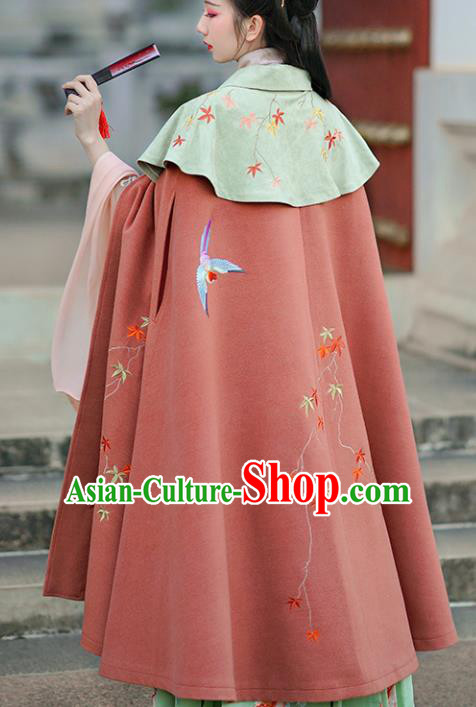 Traditional Chinese Ming Dynasty Embroidered Cloak Ancient Young Lady Replica Costumes for Women