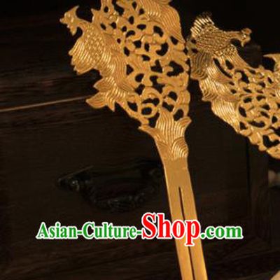 Ancient Chinese Ming Dynasty Golden Hairpins Traditional Hanfu Court Hair Accessories for Women