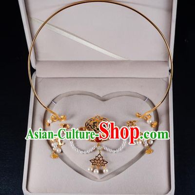 Chinese Ancient Court Wedding Golden Necklace Traditional Princess Hanfu Necklet Accessories for Women