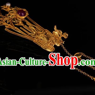 Chinese Handmade Ancient Ming Dynasty Queen Phoenix Step Shake Hairpins Traditional Hanfu Court Hair Accessories for Women